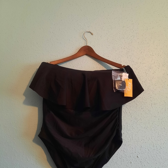 Kona Sol Flounce Bandeau Strapless One Piece Swimsuit Size 16 - Picture 8 of 11